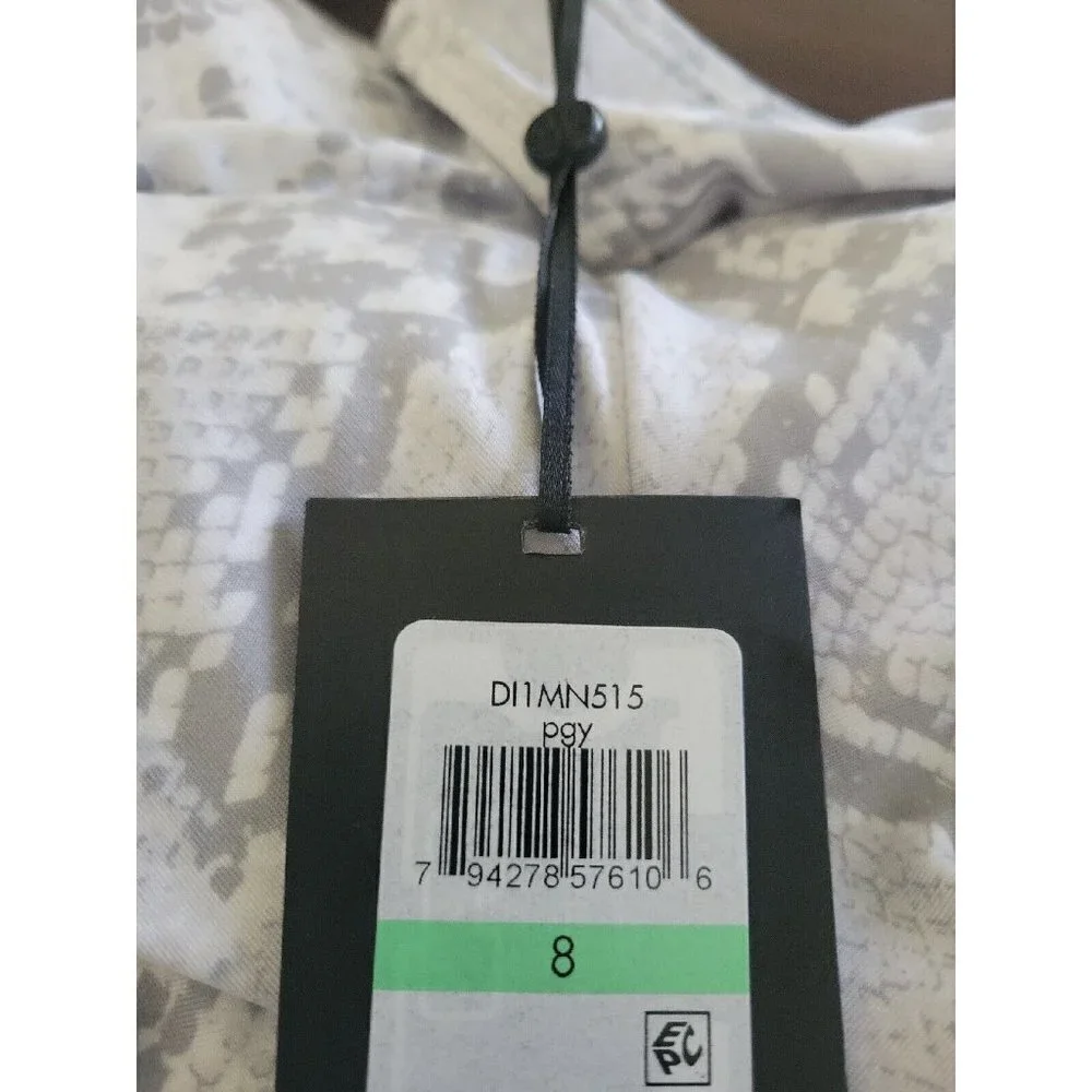 Dkny PEARL GREY Printed Peek-a-Boo Twist One Piece Swimsuit. Size 8. NWT $118 - Picture 3 of 4